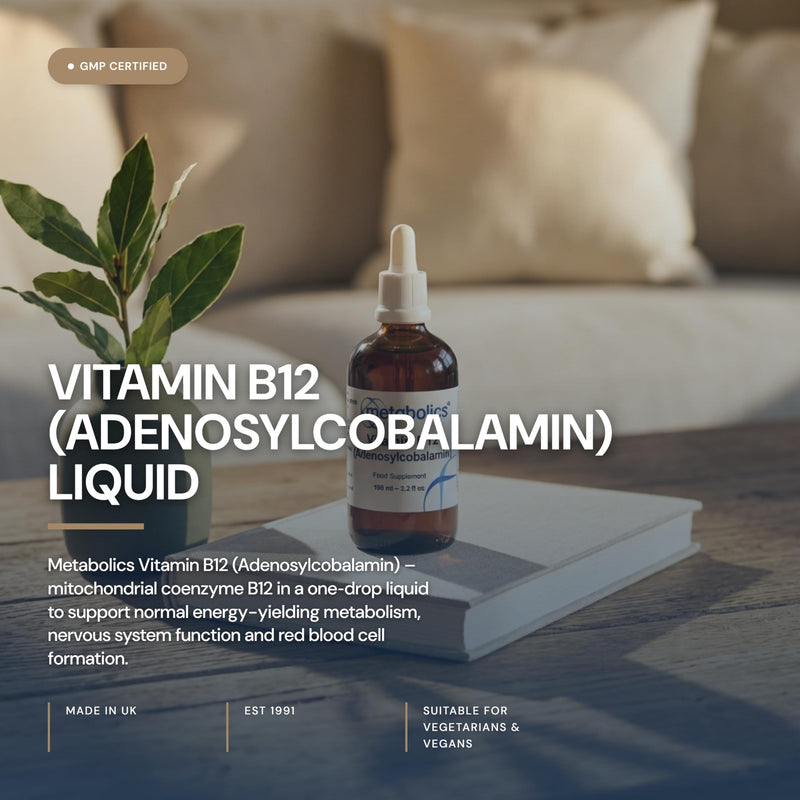 Vitamin B12 Liquid | Pure Adenosylcobalamin Supplement | for Normal Brain Function | Made in The UK