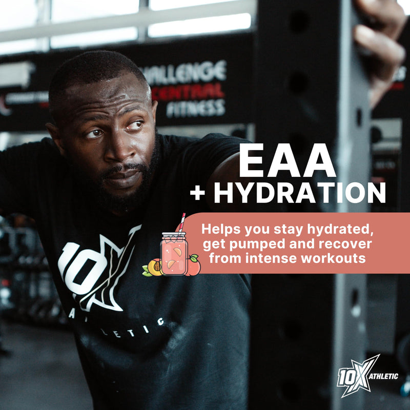10X Athletic EAA Essential Amino Acids - Peacherine, Muscle Recovery & Hydration, 450g, Vegan, Gluten & Lactose-Free, Supports Muscle Growth,Informed-Sport Certified