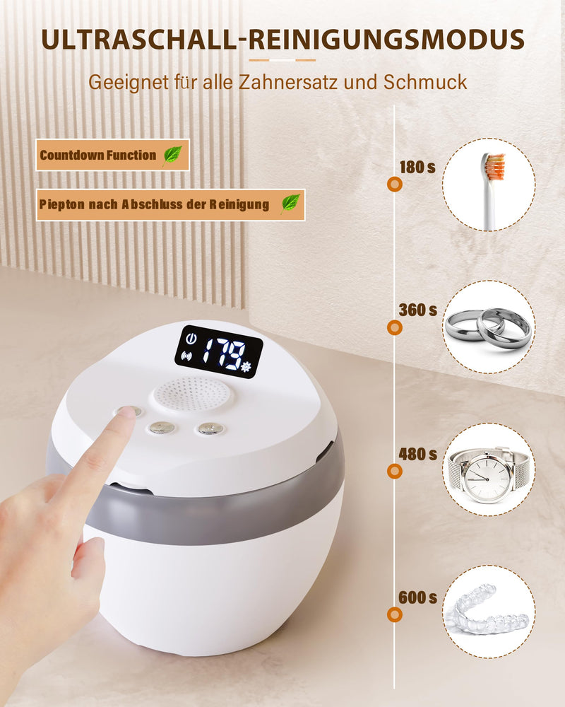 [Australia] - Stim-U-Dent ultrasonic cleaning device, ultrasonic cleaner for dental splints, aligners, whitening splints, retainers, 45kHz UV dental pod for all dentures, 200ml ultrasonic cleaner, retainer cleaner 