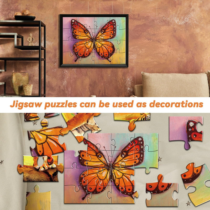 [Australia] - 5 Packs 16 Piece Large Jigsaw Puzzles for Dementia Alzheimer’s Products Activities, Alzheimer’s Puzzles Memory Cognitive Games for Elderly Seniors with 5 Storage Bags, Gift for Elderly Adults, Animal 