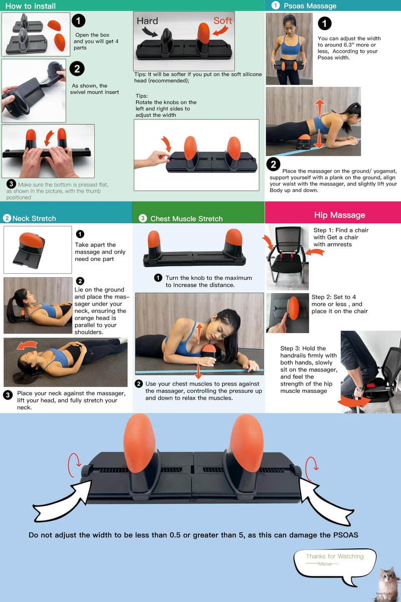 [Australia] - Psoas Muscle Release and Deep Tissue Adjustable Massage Tool for Back, QL, Hip Flexor, Hamstring, Glute, Iliacus, and Neck Pain - Trigger Point and Myofascial Release Tool 
