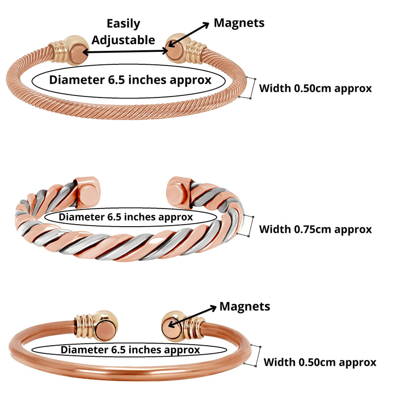 [Australia] - Copper Bracelets- for Men and Women| Set of 3 with Gift Bag |Handmade 100% Copper Copper3 