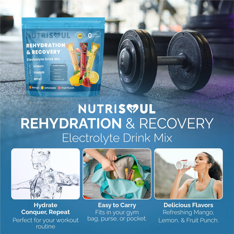 Rapid Rehydration Electrolyte Powder | 30 Sachets | Vitamins C, B1, B3, B5, B9, B12, Magnesium & Himalayn Salt | Zero Sugar | Revitalising Nutritional Electrolytes Hydration Drink Mix