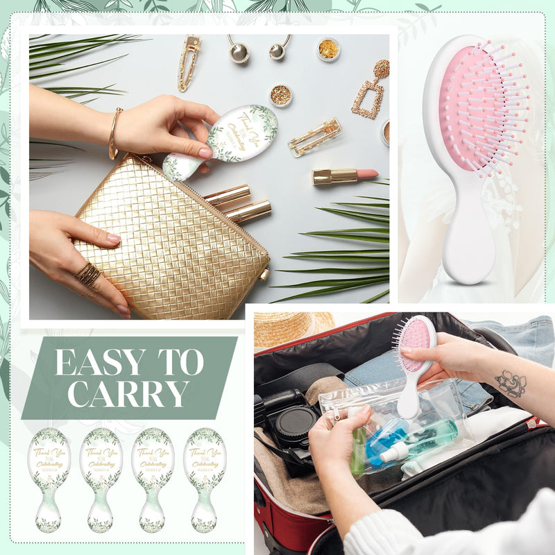 [Australia] - Meanplan 12 Pcs Mini Hair Brush Bulk Wedding Bridal Shower Favors for Guests Thank You for Celebrating Travel Hair Brush Bridal Shower Favors Bridesmaid Proposal Party Gifts for Women 
