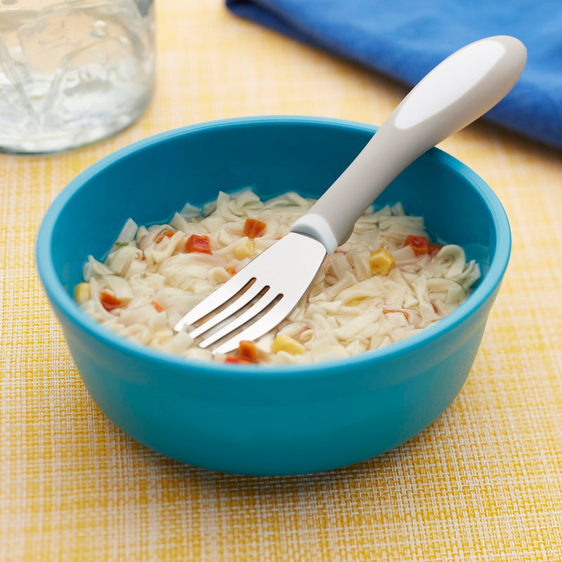 [Australia] - ECR4Kids My First Meal Pal Stainless Steel Forks, Toddler Silverware, White, Light Grey, 3-Pack Fork 