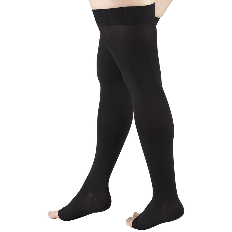 [Australia] - Truform 20-30 mmHg Compression Stockings for Men and Women, Thigh High Length, Dot-Top, Open Toe, Black, Medium Medium (1 Pair) 
