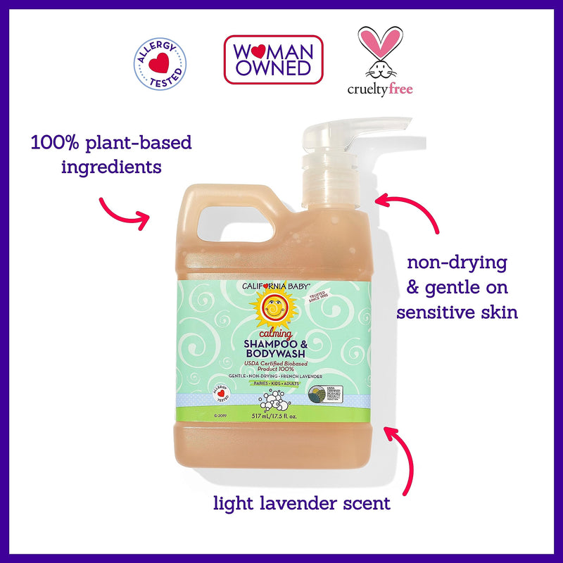 [Australia] - California Baby Calming Lavender Shampoo and Body Wash | 100% Plant-Based (USDA Certified) | Allergy Friendly | Baby Soap and Toddler Shampoo for Dry, Sensitive Skin | 517 mL / 17.5 fl. oz 17.5 Fl Oz (Pack of 1) 