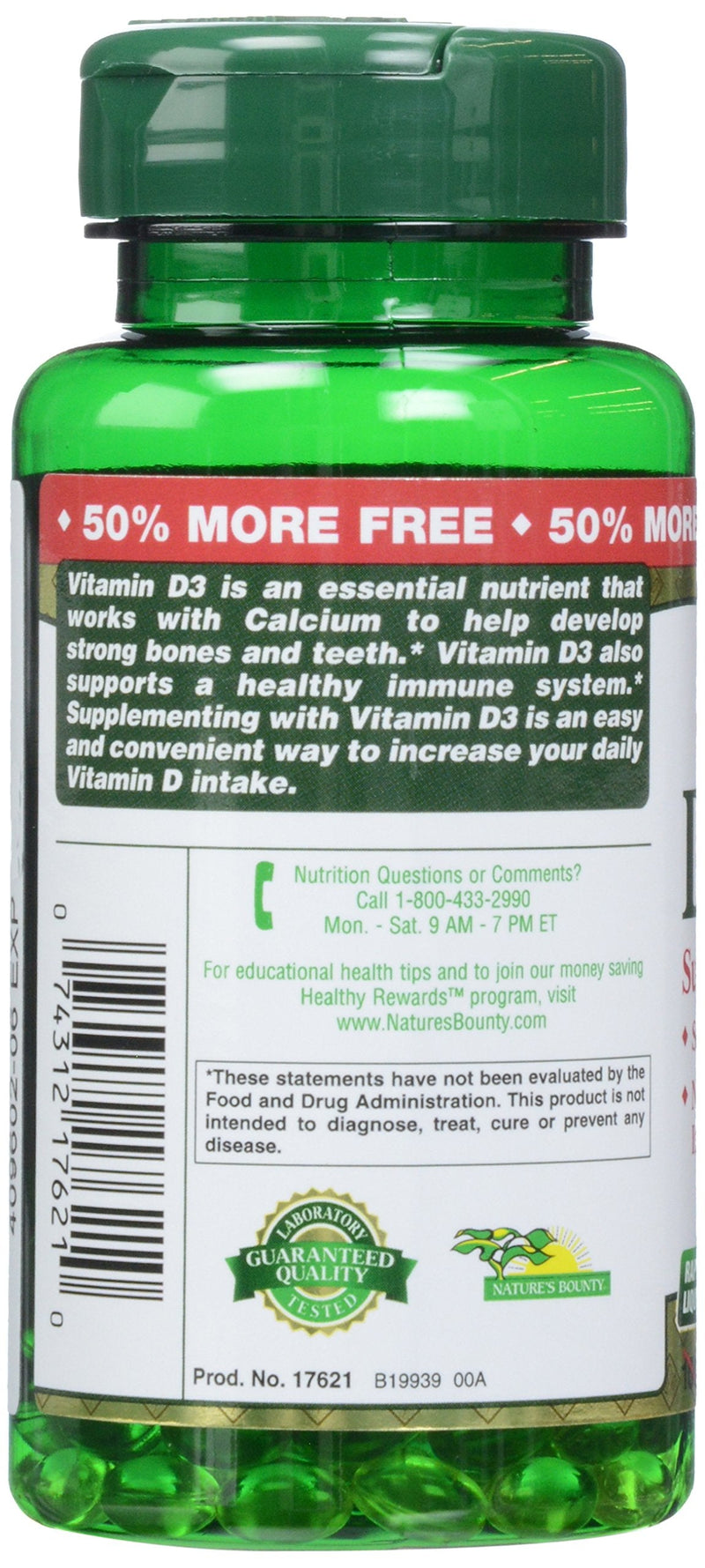 Nature's Bounty, D 2000 Iu Softgels, 150 Count Unflavored 150 Count (Pack of 1)