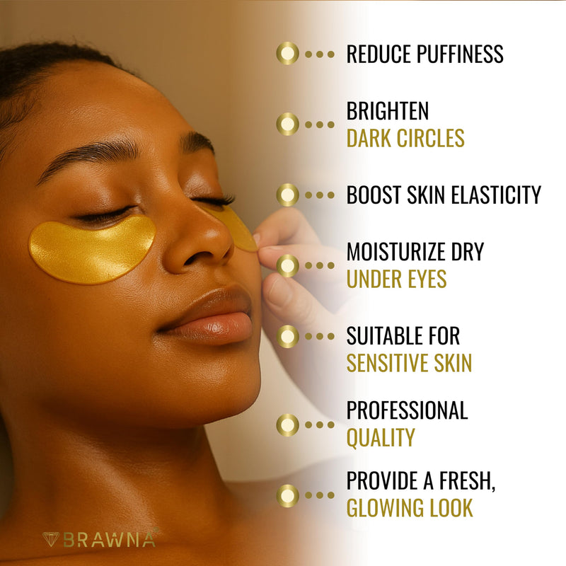UnderEye Patches – Hydrogel Masks with Vitamin C, Caffeine & Collagen – For Dark Circles, Puffy Eyes, Wrinkles & Tired Skin – 24K Gold Skincare – 24 Pairs Gold - 24PK