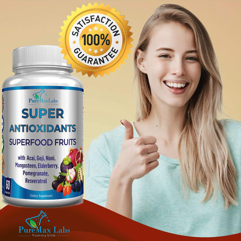 [Australia] - Super Antioxidant Fruit Superfood Complex - Powerful Antioxidant Superfruits, Acai, Goji, Noni, Mangosteen, Pomegranate, Elderberry, Resveratrol, Immune Support, Skin Care - 60 Capsules 