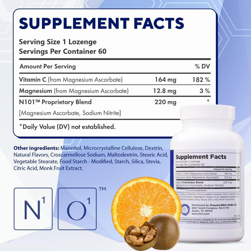 [Australia] - Nitric Oxide Lozenges - 60 Count - Nitric Oxide Supplement for Heart Health, Circulation, Energy, Blood Flow, Oxygenation, Healthy Blood Pressure, Cardiovascular Support for Men & Women 60 Count (Pack of 1) 