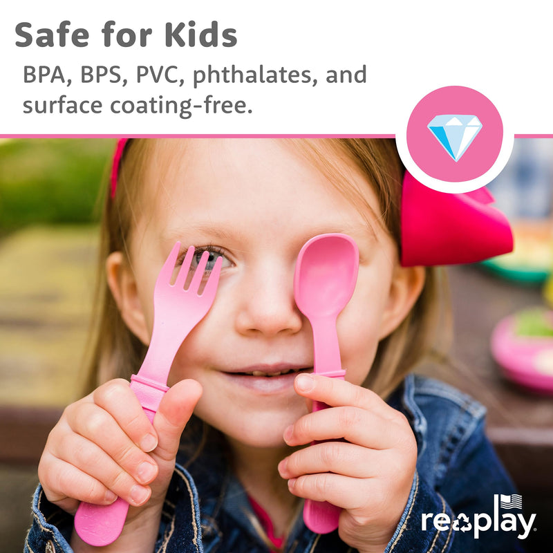 [Australia] - Re-Play Toddler Forks and Spoons Set - 4x4 Utensils Set for Kids - Dishwasher and Microwave Safe - Made in USA - Pack of 8-5.8" x 1.2" x 0.2" - Princess Without Carrying Case 