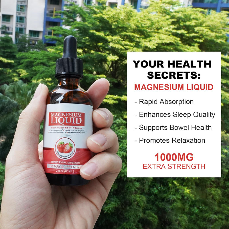 2PCS Liquid Magnesium Glycinate 60ml Strawberry 60 ml (Pack of 2)
