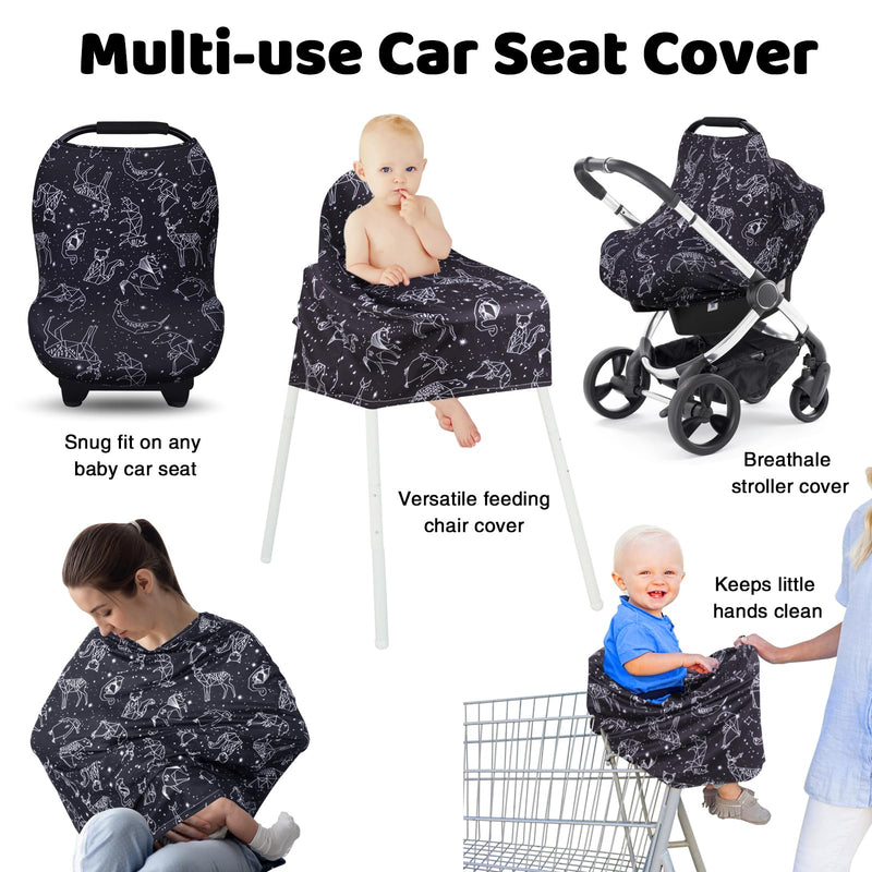 [Australia] - Rquite Baby Car Seat Cover, Carseat Cover Girls Boy, Stretchy Infant Car Seat Cover, Breathable Baby Carrier Cover, Soft Car Seat Canopy, Multi-use Covers Up for Stroller, Shopping Cart, High Chair Constellation 