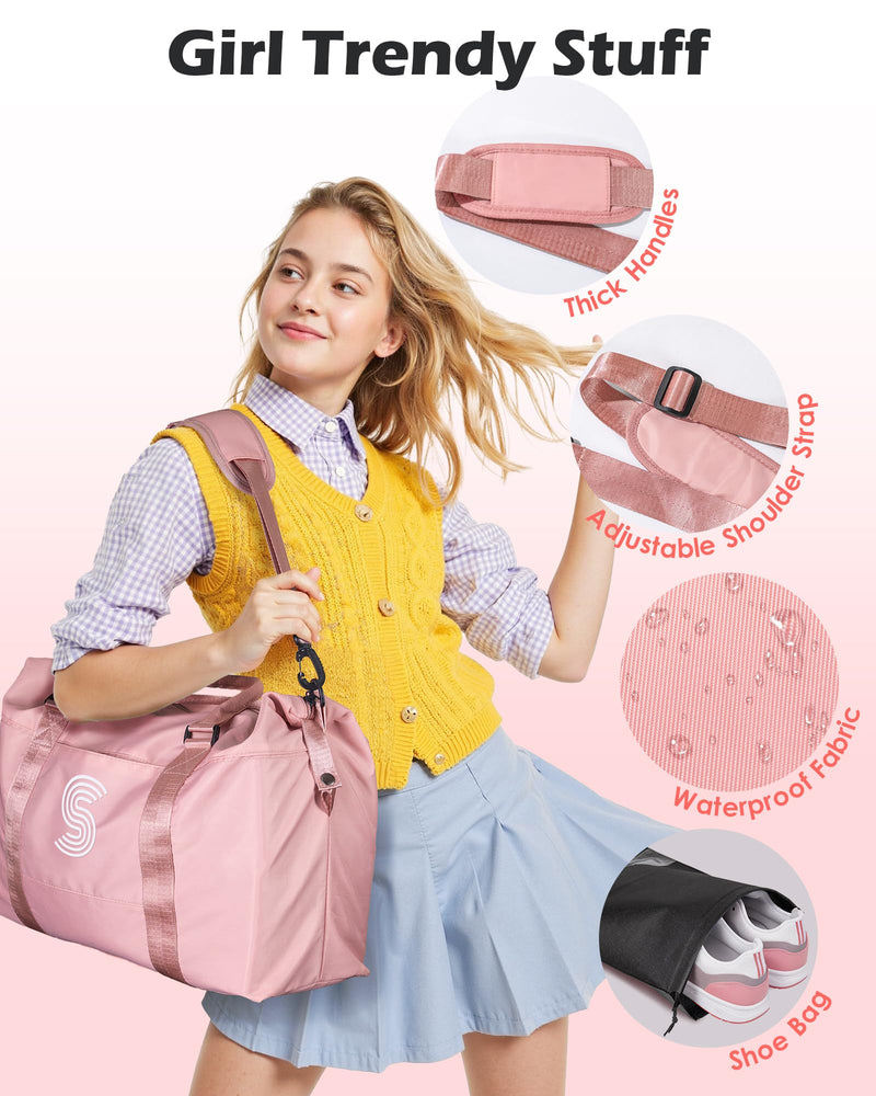 Birthday Gifts for 12 13 14 15 16 Year Old Girl Travel Duffel Bag | Personalized Weekender Bag,Monogram Overnight Bags, Trendy Stuff Gifts for Girls Friend Birthday Gift (Letter H) Pink