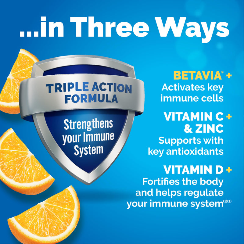 [Australia] - Emergen-C Immune+ Triple Action Immune Support Powder, BetaVia (R), 1000mg Vitamin C, B Vitamins, Vitamin D and Antioxidants, Super Orange, Back to School Essentials ‚Äì 30 Count 