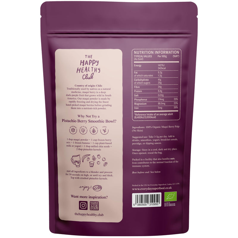 Everyday Superfood Organic Maqui Berry Powder 190g Great with a Frozen Acai & Maca Bowl, Freez Dried Fruit Powder 190 g (Pack of 1)