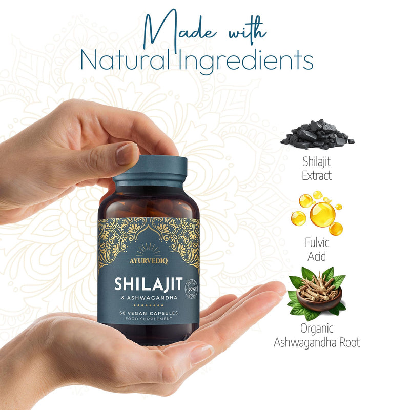 Pure Shilajit and Organic Ashwagandha - Himalayan Shilajit with Ashwagandha High Strength Capsules - Ayurveda Products
