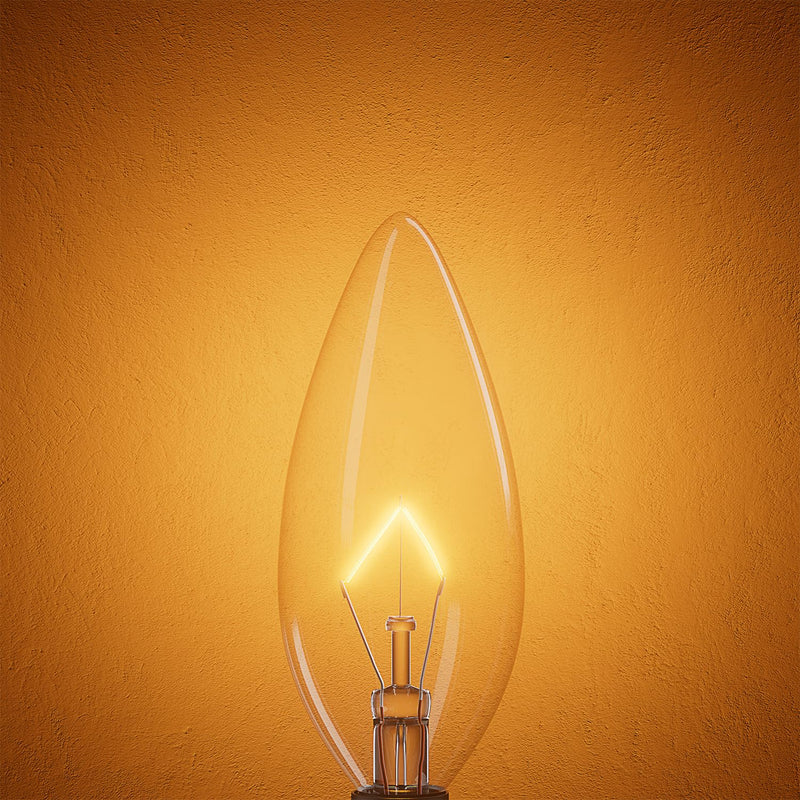 [Australia] - 12-Pack E12 Candle Light Bulbs 25W Warm White 2500K, 240 Lumen Dimmable Chandelier Light Bulbs for Ceiling Fan, Pendants or Outdoor, B10 Clear Candelabra Base Bulbs 25W-12Pack 