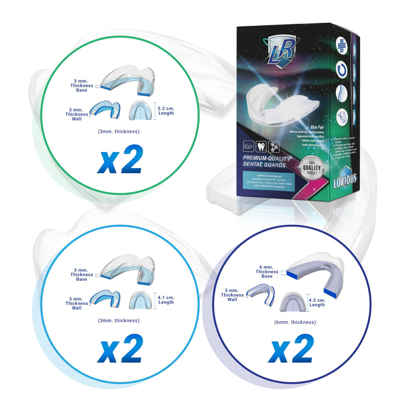 [Australia] - Moldable Mouthguards Pack of 6 in 3 Different Sizes– Customizable, Moldable, Trimmable Dental Night Guard for Teeth Grinding, Clenching, Athletic Sports, and Whitening Tray 