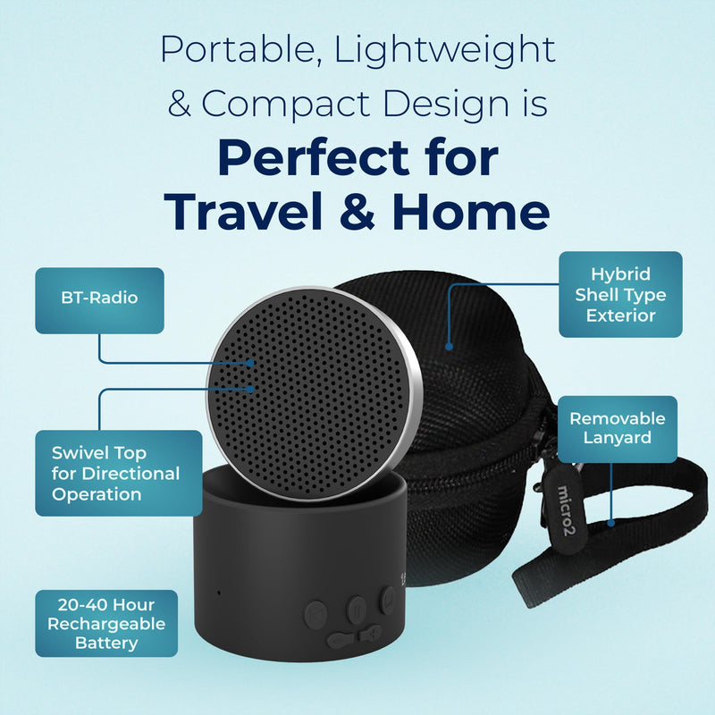 [Australia] - Adaptive Sound Technologies LectroFan Micro2 & Carrying Case for LectroFan Micro2 - Portable Bluetooth Speaker - Compact Sound Machine for Travel - Black Sound Machine & Black Case 