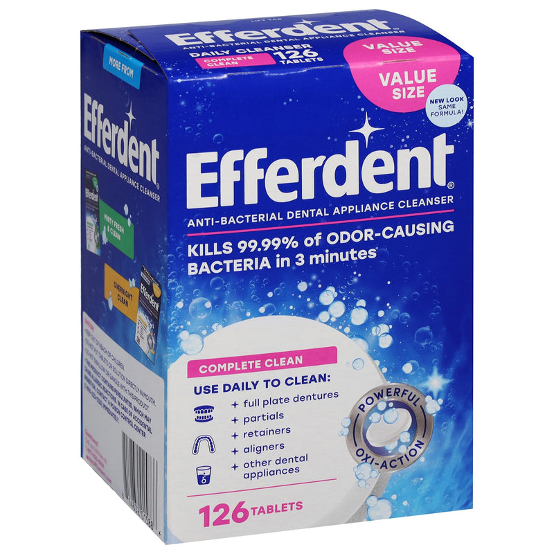 [Australia] - Complete Clean Denture Cleaning Tablets With Bamboo Brush - Specially Formulated Cleaner for Retainers, Aligners & Dental Appliances - Removes Dark Spots & Unpleasant Smells (126 Count) 
