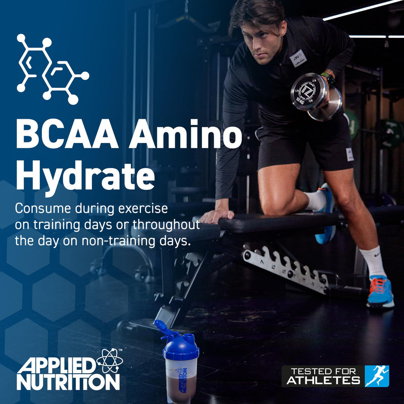Applied Nutrition Bundle: BCAA Powder 450g + Lifestyle Water Bottle 1000ml | Branched Chain Amino Acids BCAAs Supplement, Intra Workout & Recovery (450g - 32 Servings) (ICY Blue Raz) ICY Blue Raz