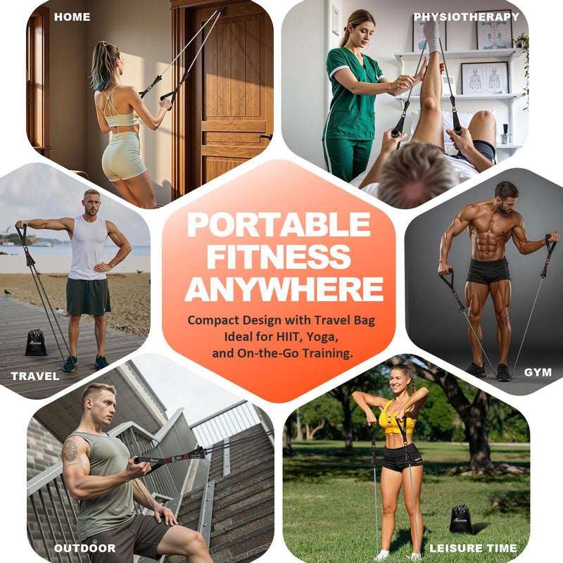 [Australia] - HPYGN Resistance Bands, Exercise Bands with Handles, Fitness Bands, Workout Bands with Door Anchor and Ankle Straps, for Heavy Resistance Training, Physical Therapy, Shape Body, Yoga, Home Workout Set grey 150LBS 