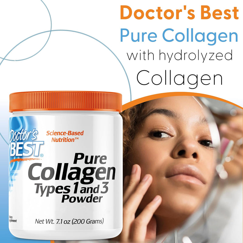 Doctor's Best, Pure Collagen Type 1 and 3 (Collagen Type 1 and 3), 200g Powder, Gluten Free, SOYA Free