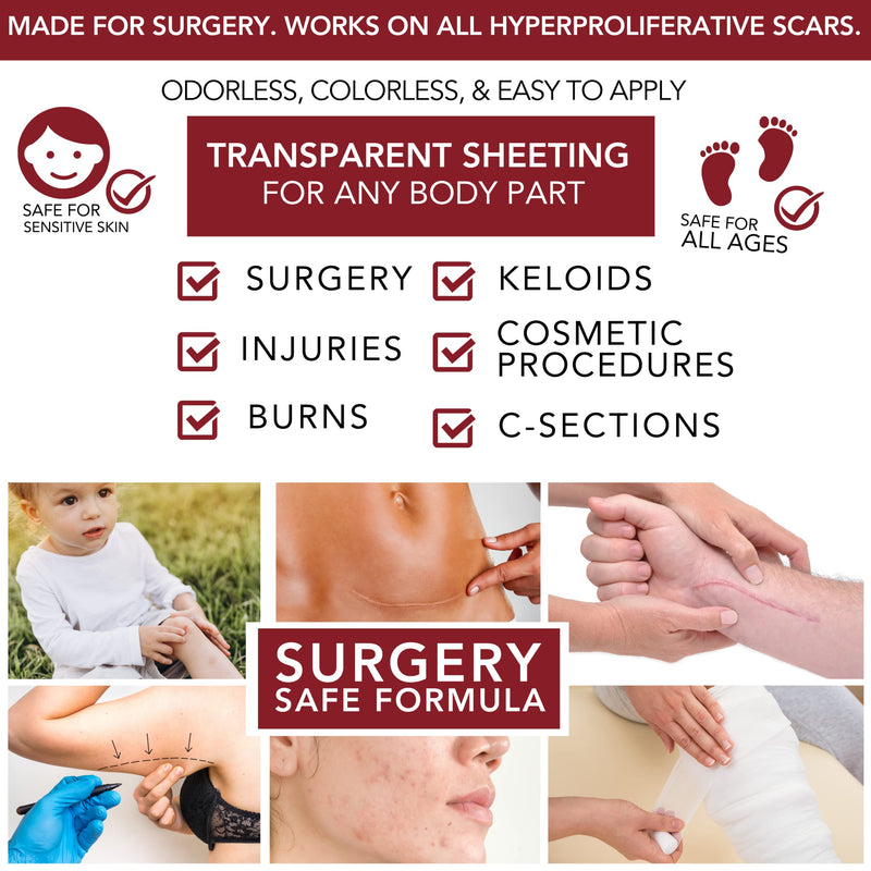 [Australia] - Physician Formulated Silicone Scar Gel Semi-Solid Sheeting - Advanced Crosspolymer Medical Grade Liquid Sheeting for Face, Body, Surgery, C Section, Burn, Keloidal & Hypertrophic Scars 