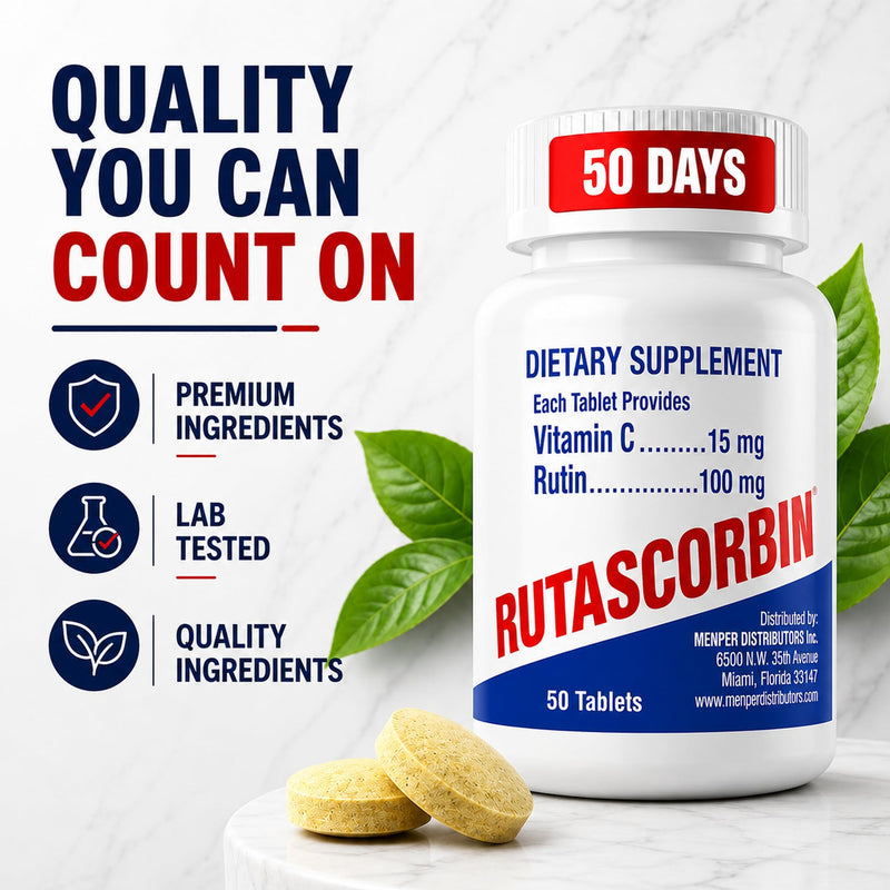 | Rutin Supplement & Vitamin C | 50 Tablets | 2-Pack | Rutin + Vitamin C, rutin supplement, antioxidant and collagen support, clean formula, 50 Count (Pack of 2)