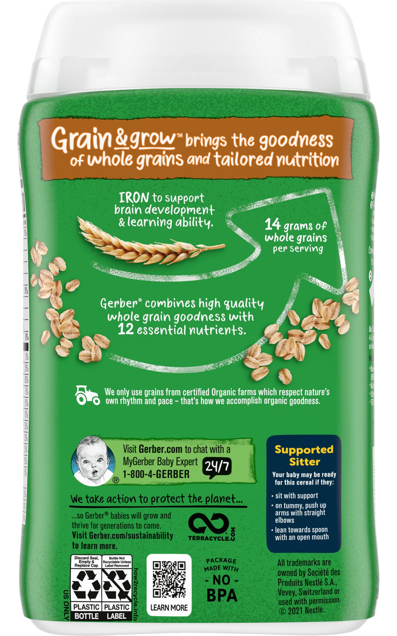 Gerber Baby Cereal, Organic Oatmeal, 8 Ounce