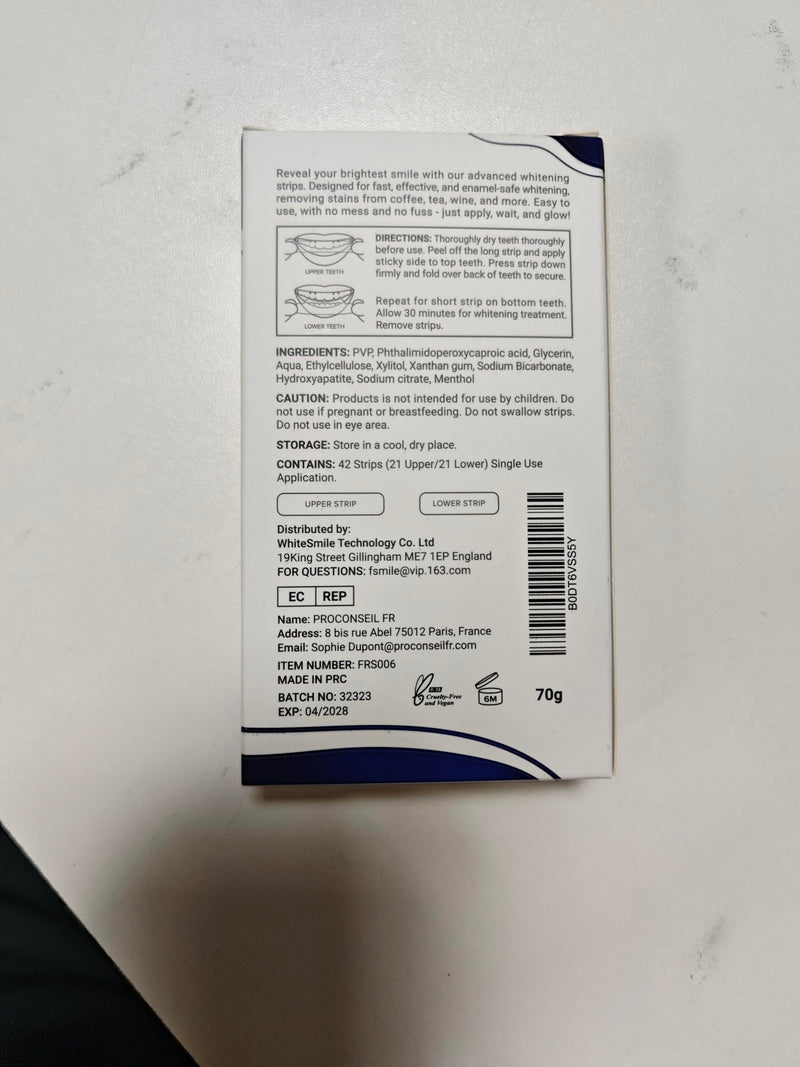 [Australia] - Teeth Whitening Strips, Mint Flavour Whitening Strips with Peroxide Free Formula -Gentle Dental Care & Fresh Breath - Pack of 42(21days Treatments) 