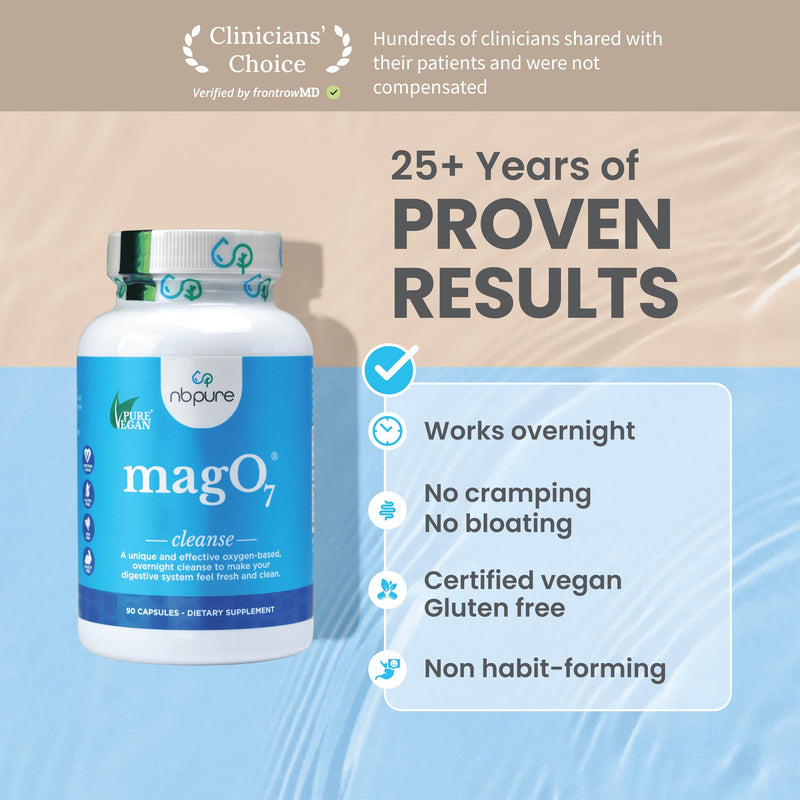 [Australia] - nbpure MagO7 - Natural Colon Cleanse & Detox - Occasional Constipation Relief, Stool Softening, & Bloating Support for Men & Women - Ozonated Magnesium Oxide, 180 Capsules 