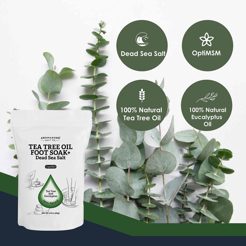 [Australia] - Aromasong Tea Tree Foot Soak with Magnesium Flakes and Dead Sea Foot Soaking Salts - Pedicure Tea Tree oil foot Soak for Dry Cracked Feet-Athlete's Callus Remover- Eliminates Odor- Packaging may vary 3 Pound (Pack of 1) 