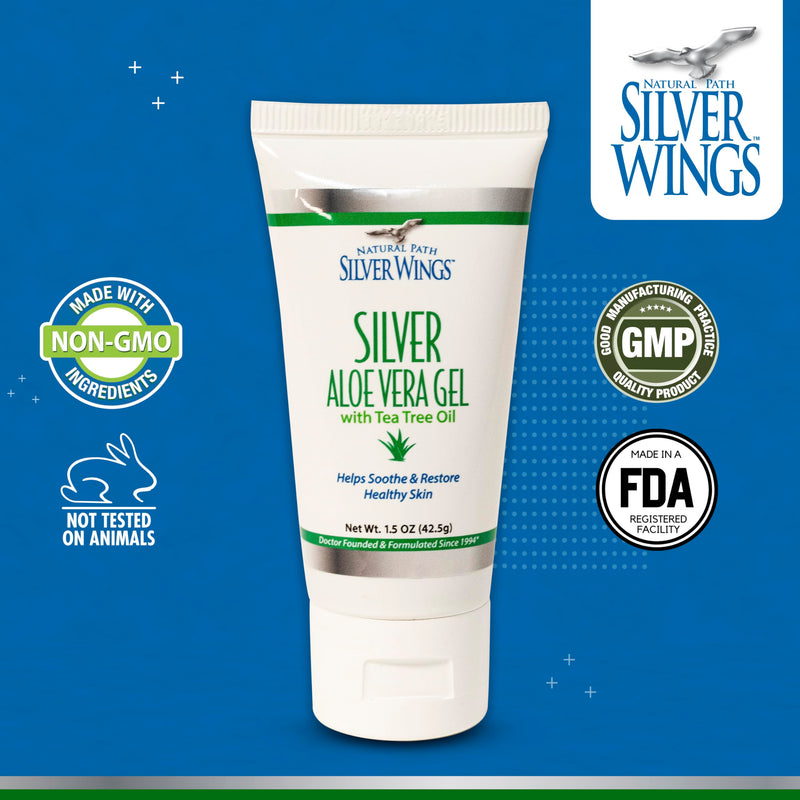 [Australia] - Natural Path Silver Wings 200ppm Silver with Aloe Vera Gel and Tea Tree Oil - Soothing Skin Care - 1.5 oz 1.5 Ounce (Pack of 1) 