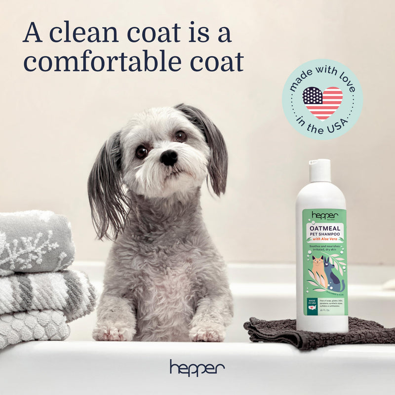 Hepper Oatmeal Shampoo for Dogs, Cats and Other Pets - All Natural Pet Shampoo: No Dog Soap, Cat Soap or Pet Soap - Dog Shampoo Sensitive Skin, Dog Dry Skin, Dog Itchy Skin Treatment -Cucumber & Aloe - PawsPlanet Australia