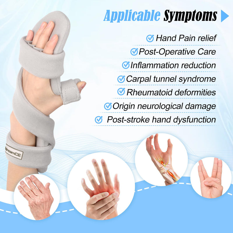 Resting Hand Splints for Straightening Fingers,Carpal Tunnel Wrist Brace Night Immobilizer With Finger Separators for Stroke Rehabilitation,Muscle Atrophy, Dupuytren's Contractures (L) Left