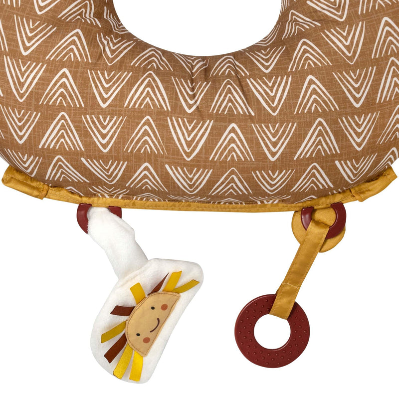[Australia] - Boppy Tummy Time Prop, Golden Sun with Arrows with Two Removable Toys, A Smaller Size for Comfortable Tummy Time, Attached Toys Encourage Neck and Shoulder Strength Building 
