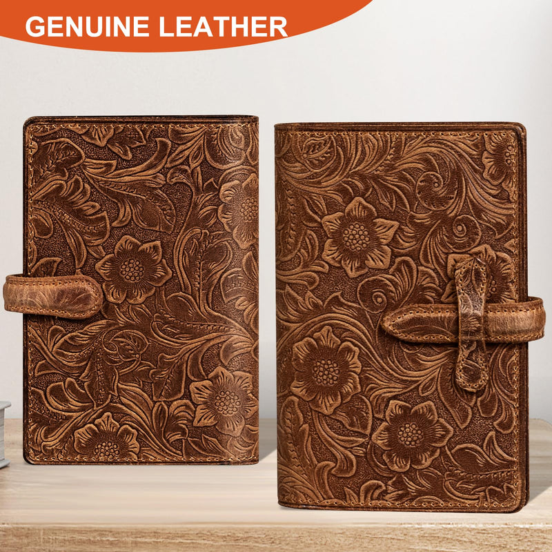 Genuine Leather Passport Holder Travel Bifold Wallet | For Men And Women Slim RFID Blocking Brown