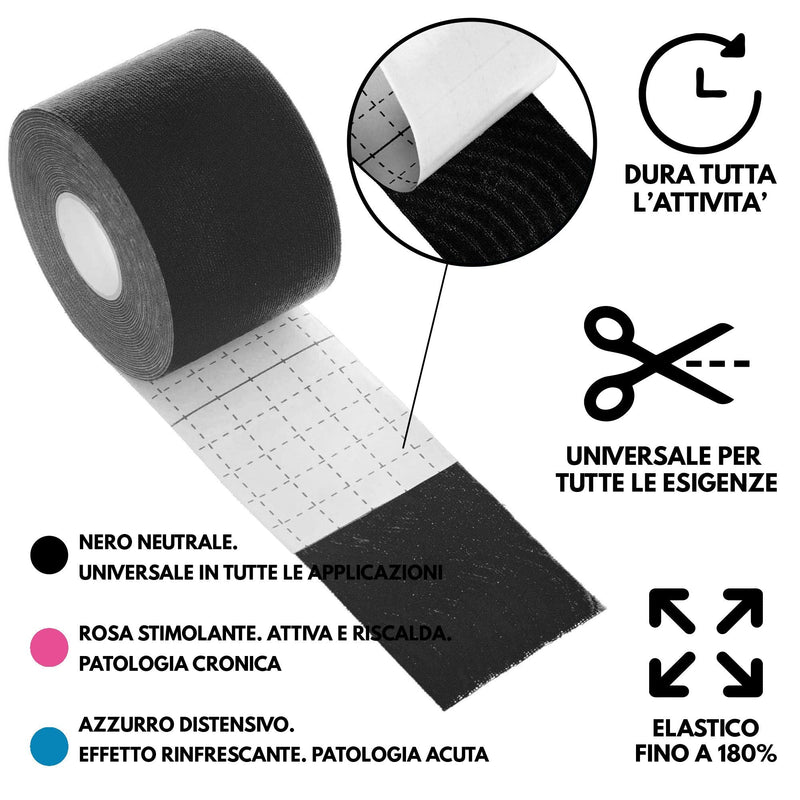 TAKE SPORT Kinesiology Tape, Kinesiology Tape, Sports Tape, Kinesiology Tape, Tape Sport, Fashion Tape, 6 Rolls, 5 x 5 m, 95% Cotton, 5% Elastane (Black/Black) Black/Black