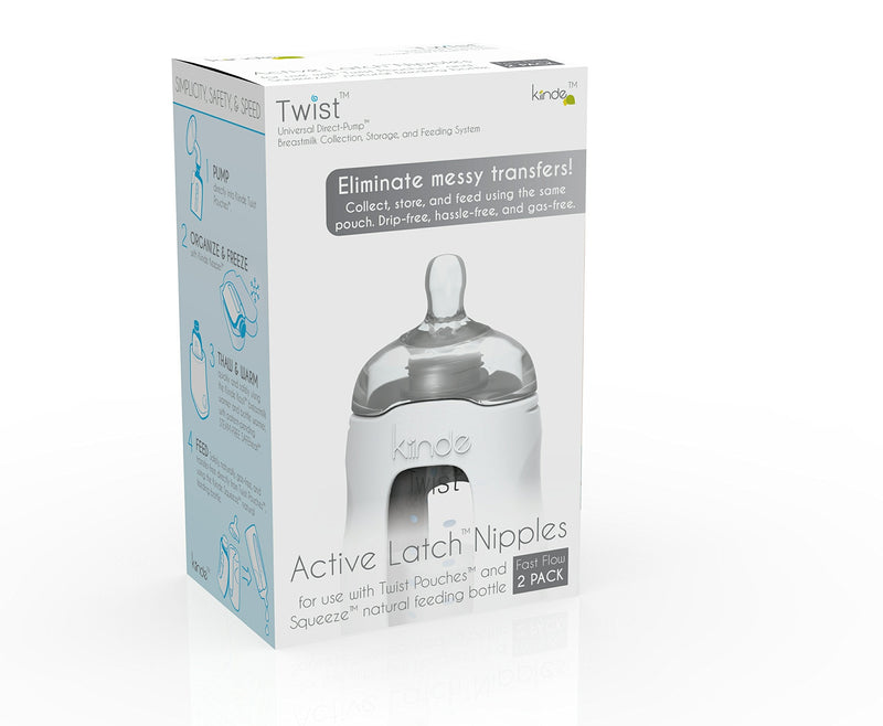 [Australia] - Kiinde Twist Active Latch Nipples for Breast Milk or Formula Feeding - Fast Flow (2 Pack) 1 