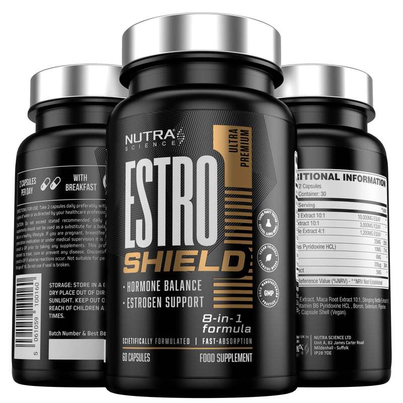 Estro Shield Estrogen Blocker for Men – Anti Estrogen & Estro Control Supplement with Nettle, Maca, Zinc & Broccoli Extract 60 Vegan Capsules