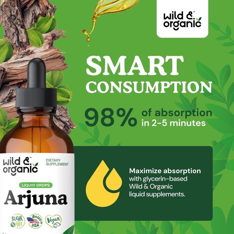 [Australia] - Wild & Organic Arjuna Bark Tincture - Overall Well-Being Supplement - Alcohol-Free Liquid Drops - Terminalia Arjuna Bark Extract - No Sugar & Additives, Non-GMO - 4 fl oz 4 Fl Oz (Pack of 1) 