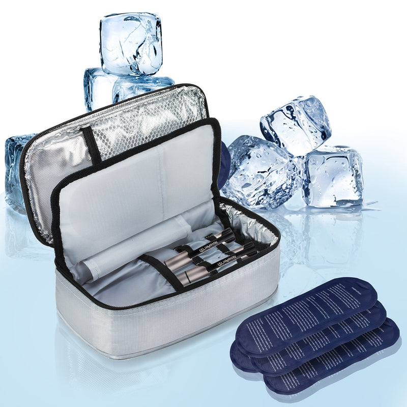 [Australia] - ALLCAMP diabetic bag cooler bag insulin bag for diabetes syringes, insulin injections and medication + 4 ice packs dark gray 