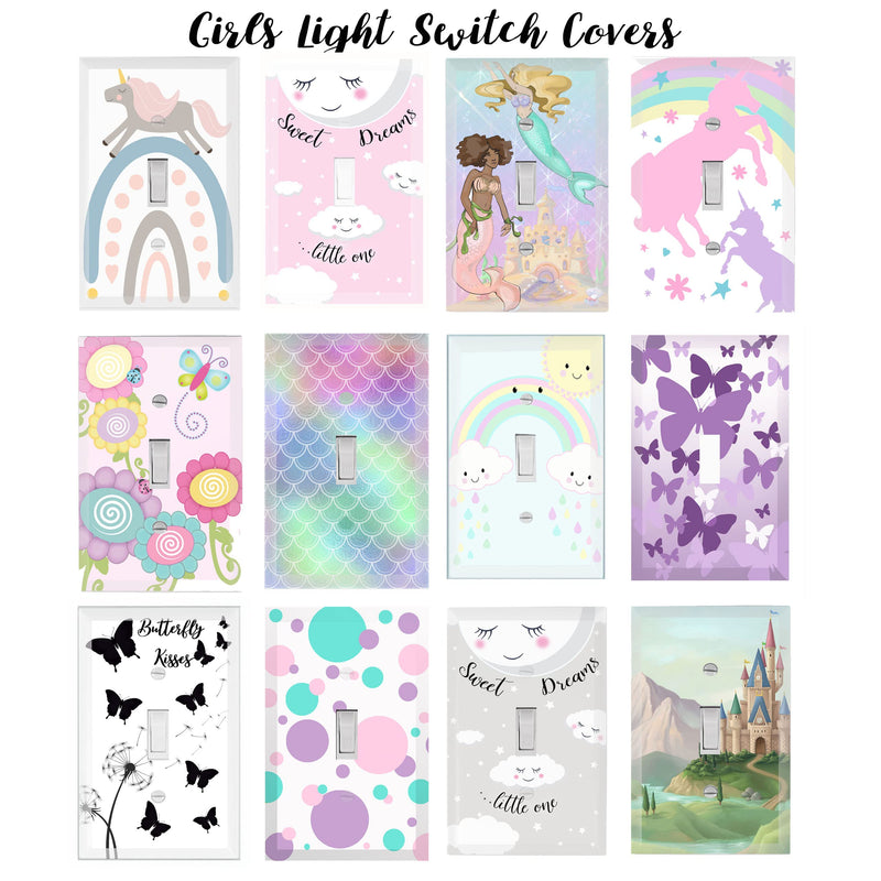 [Australia] - Girls Room Decor Light Switch Cover Plate Kids Room, Decorative Wall Accent for Baby Nursery, Teen Toddler Bedroom Bathroom Playroom (Pastel Unicorn) Pastel Unicorn 