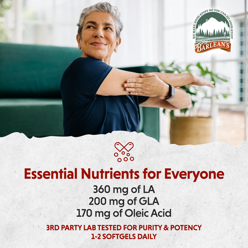 [Australia] - Barlean's Borage Oil Capsules, 1000mg Cold Pressed Pure Borage Seed Oil GLA Supplement, Omega 6 for Healthy Skin Joints and Bones and Brain Function, Non-GMO and PA Safe, 60 Count Borage Oil - 60 Count 