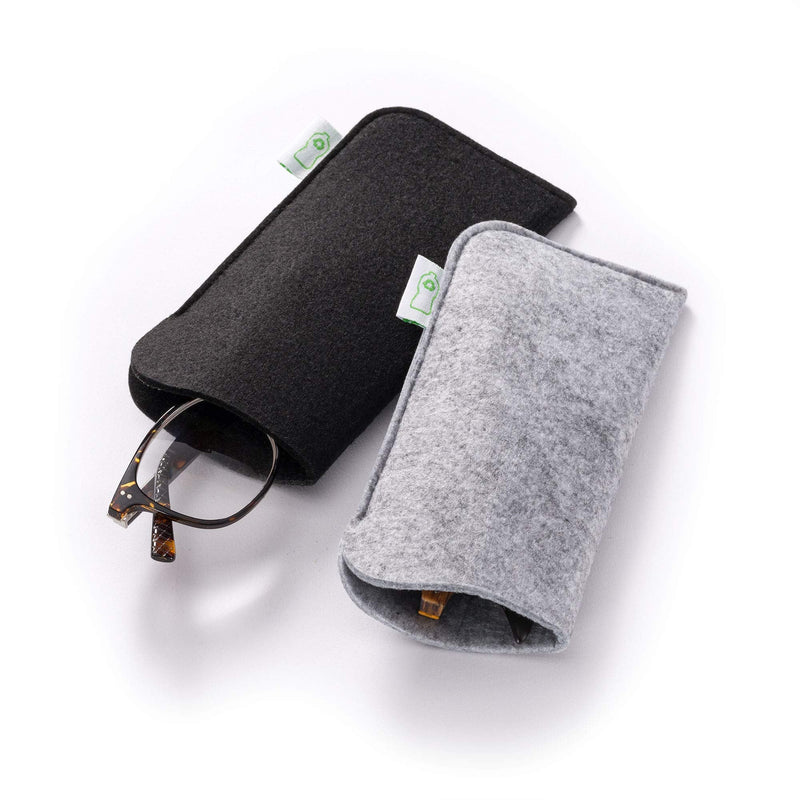 [Australia] - FEFI - insert glasses case made from recycled PET bottles - with high-quality glasses cleaning cloth/microfiber cloth gray 
