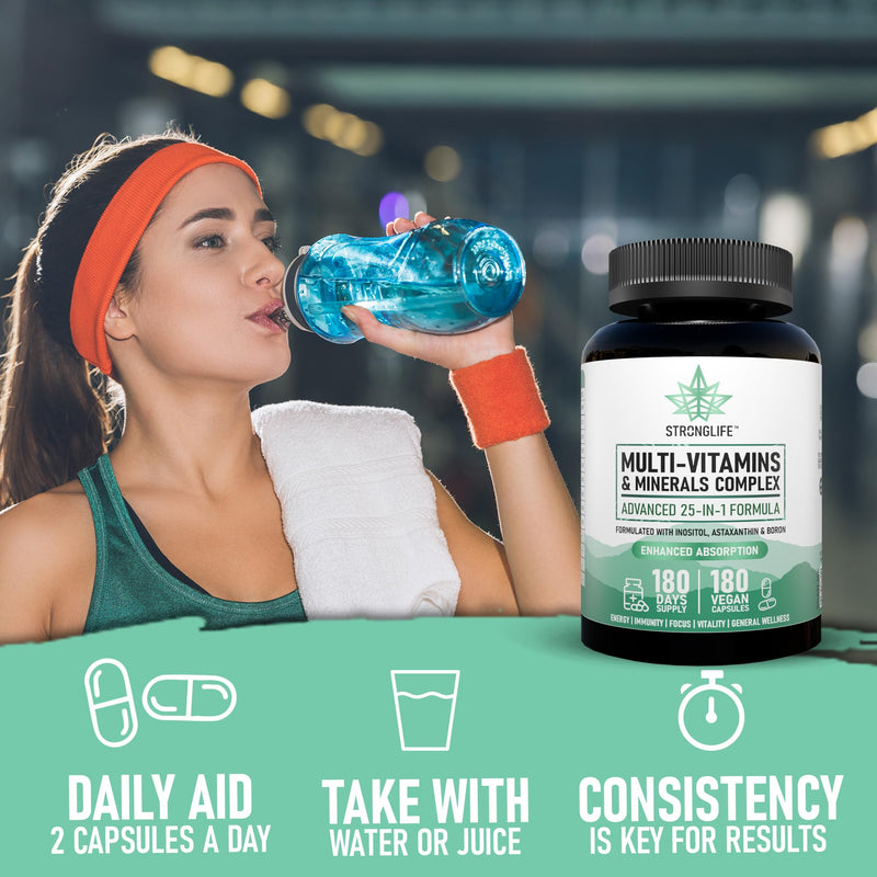 Multivitamin Capsules 25 -in- 1 for Men & Women | 180 Capsules | 180-Day Supply | Full Daily Support with Essential Vitamins, Minerals & Nutrients
