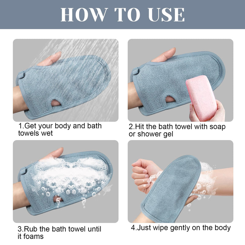 [Australia] - Pack of 2 peeling gloves, exfoliating gloves, hammam gloves, peeling, massage gloves, shower sponge for peeling and body scrub (grey) 